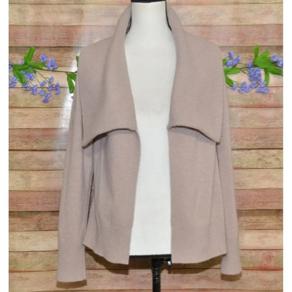 J. Crew Tan Open Shawl Collar Front Wool Cashmere Blend Cardigan Sweater Size M